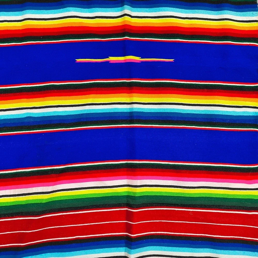 Vintage Serape Table Runner Wool Saltillo Dresser Scarf Mexican 60x25 Hand Woven